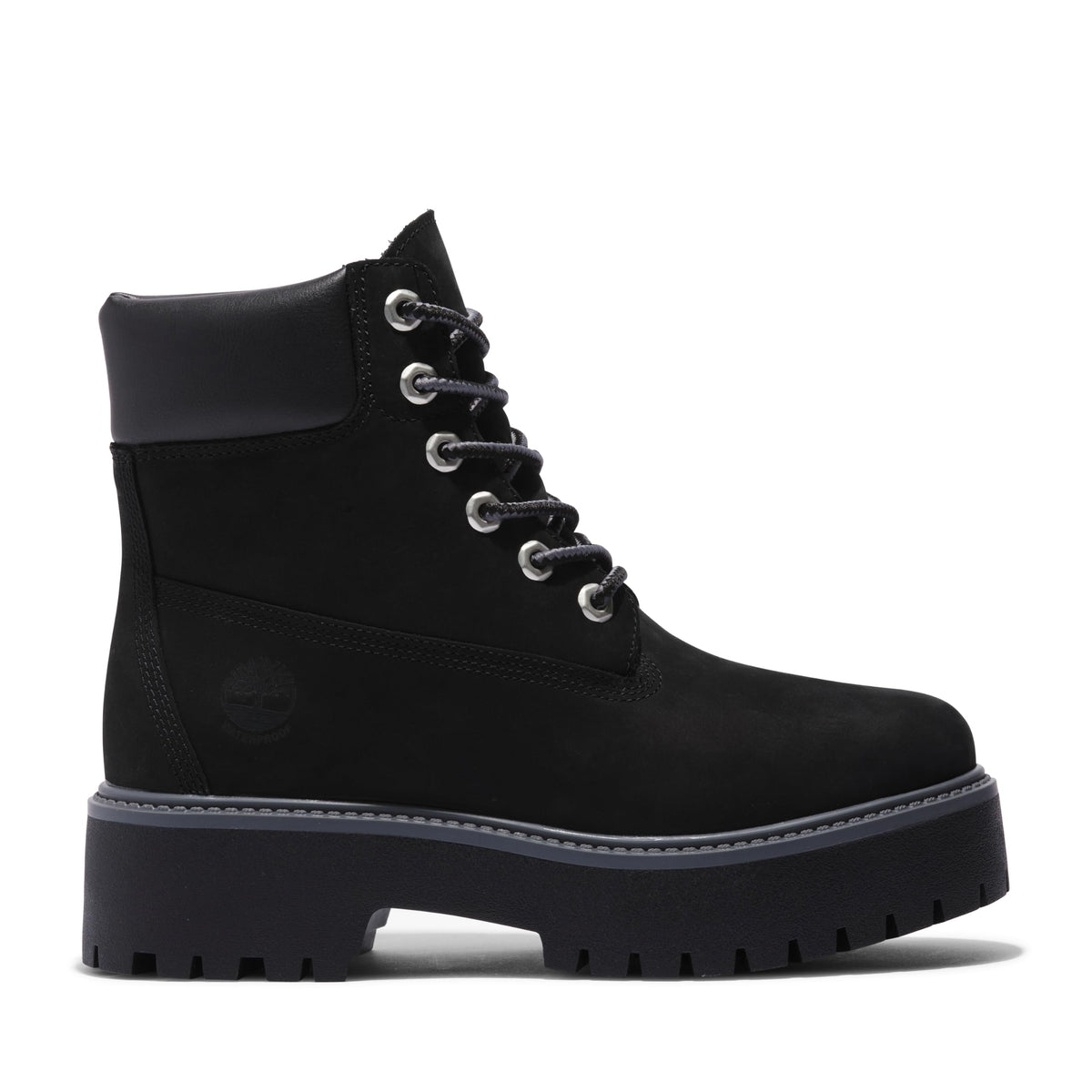 Timberland Women's Stone Street 6 Inch Lace Up Waterproof Boot, Jet Black-NEW 2024, 8.5 Medium