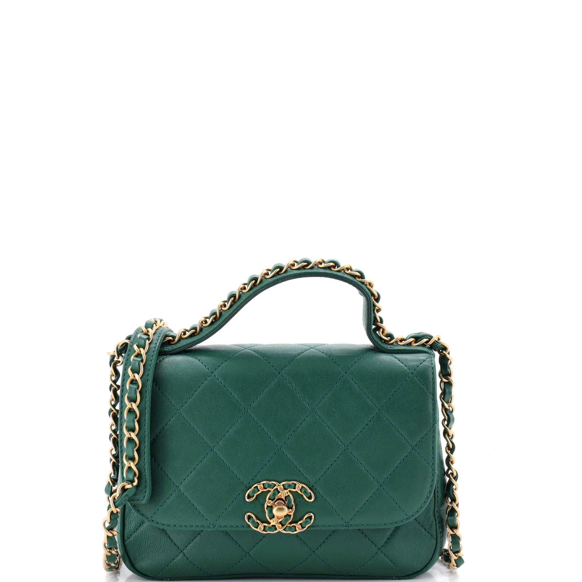 Mini but Mighty Chic Chanel Pre-Loved Chain Infinity Top Handle Bag Mini, Green