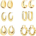 Six-Pair Stunner – 6 Pairs 14K Gold Plated Hoop Earrings