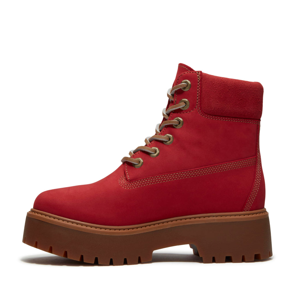 Timberland Women's Stone Street 6 Inch Waterproof Boot, Medium Red Nubuck, 8.5 M US