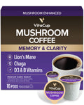 VitaCup Mushroom Coffee Pods, with Lions Mane for Memory & Clarity, 16ct