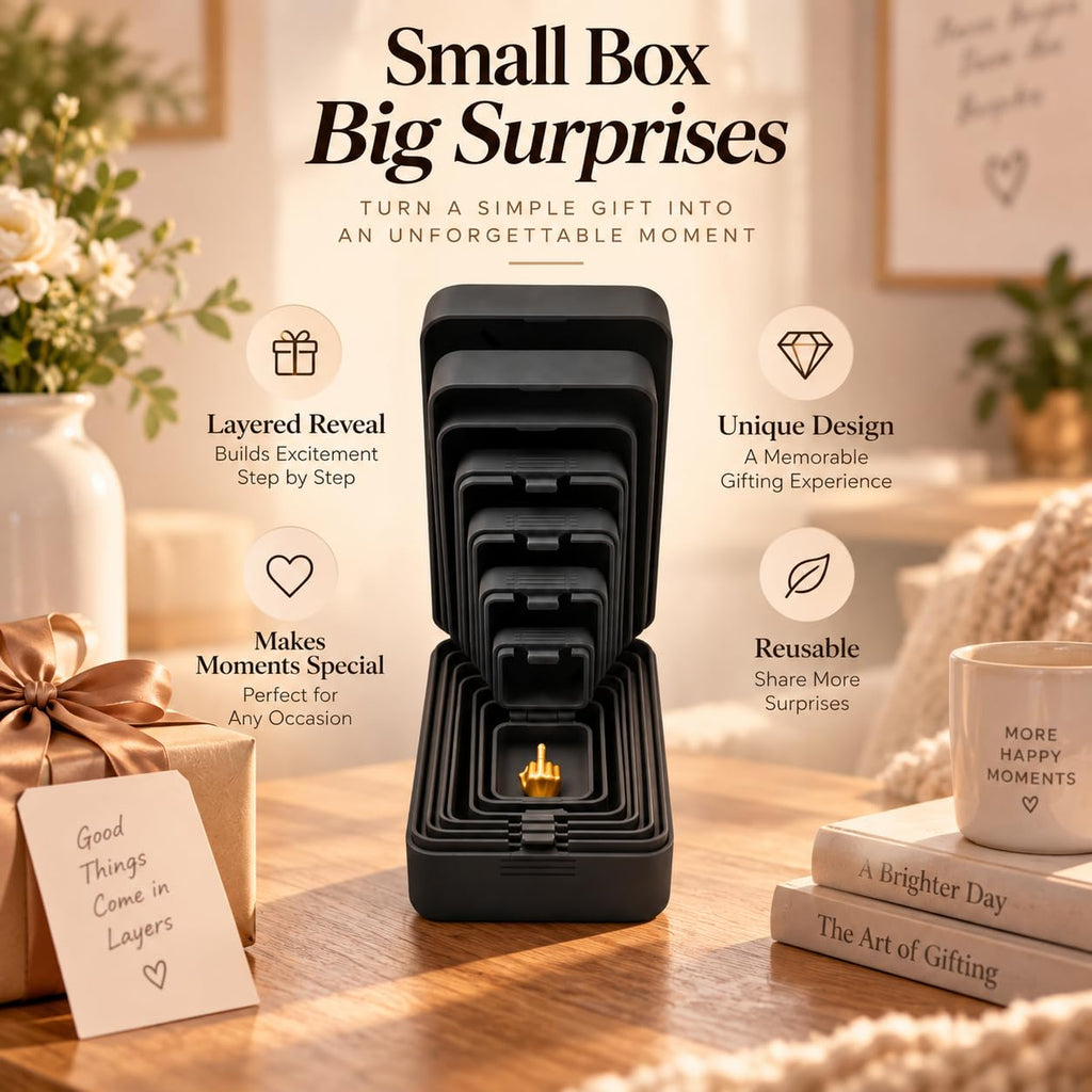 gtalmp Multi Layer Nesting Surprise, 3D Printed Multilayer Nesting Surprise Gift Box, Funny Box Inside a Box Gag Gift for White Elephant Secret Santa, Birthday, Christmas Decoration (Black-3Pack)