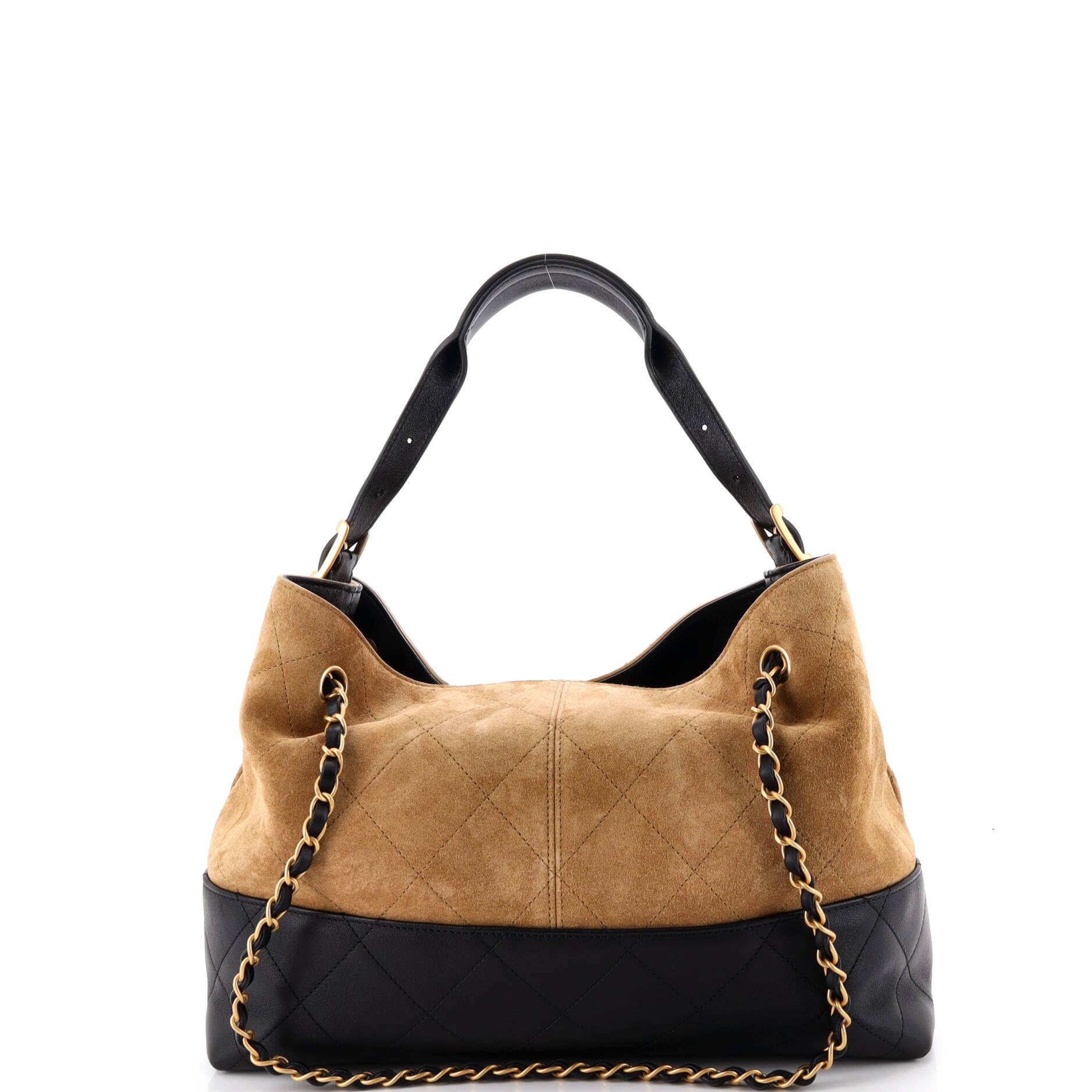 Shop in Style Luxe Chanel Pre-Loved Coco Base Shopping Bag Quilted Suede and Lambskin Small, Brown