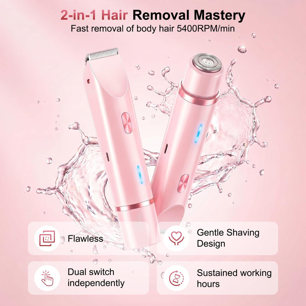 DEBARK 2 in 1 Bikini Trimmer for Women – Pink Electric Razor