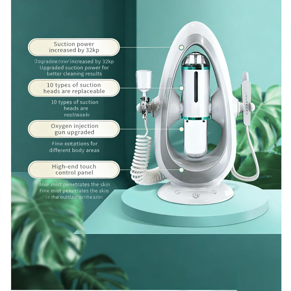 3-in-1 Facial Hydra-Oxygen Spray Machine, Nano Facial Steamer, Professional Blackhead Extractor, Waste Water Separation
