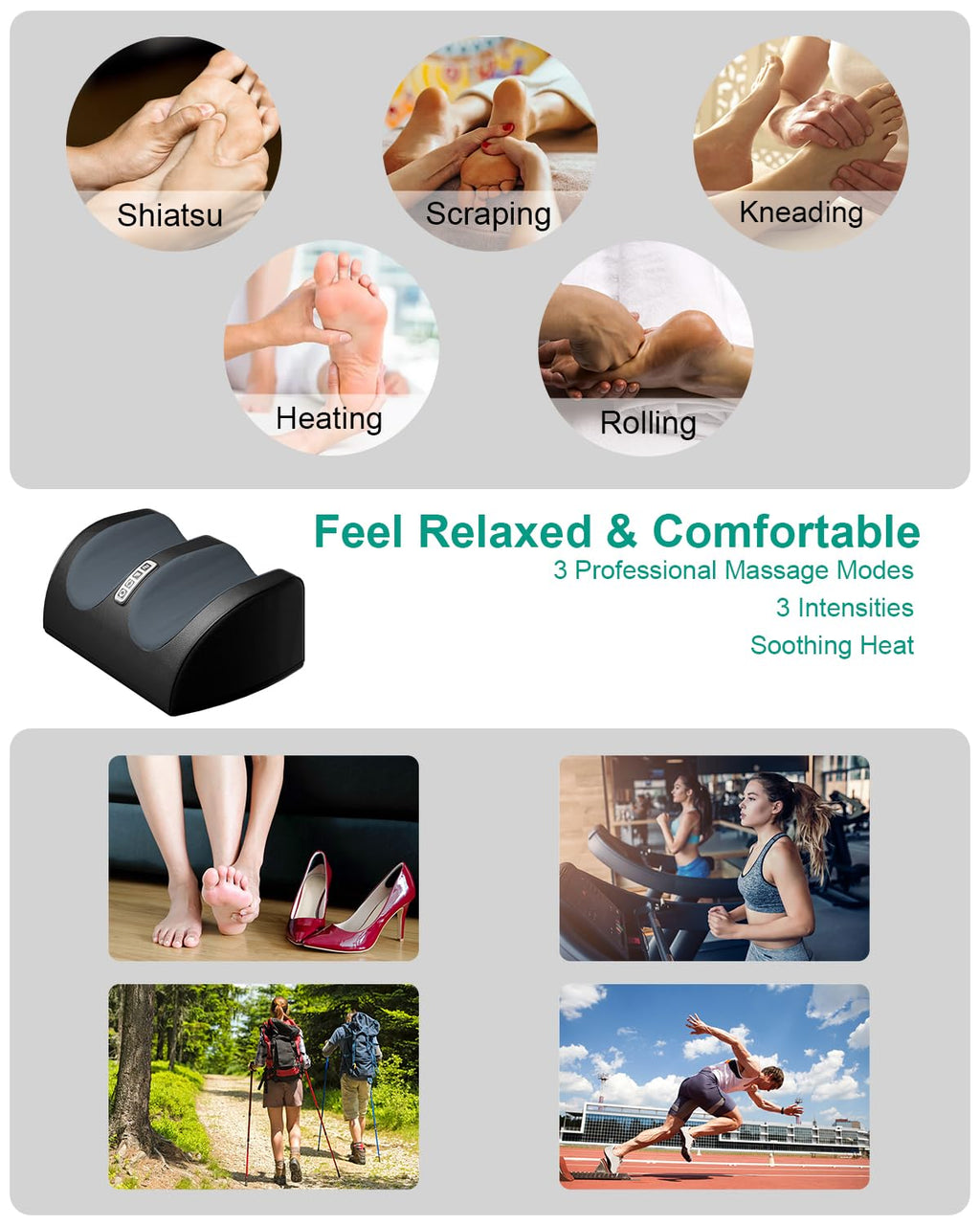 Masajeador de pies Shiatsu LINGTENG con calor, masajeador de pies FSA HSA elegible