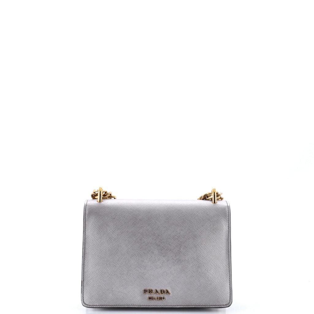 Prada, Pre-Loved Envelope Flap Chain Shoulder bag Small, Silver