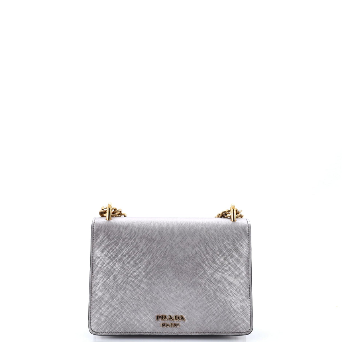 Prada, Pre-Loved Envelope Flap Chain Shoulder bag Small, Silver