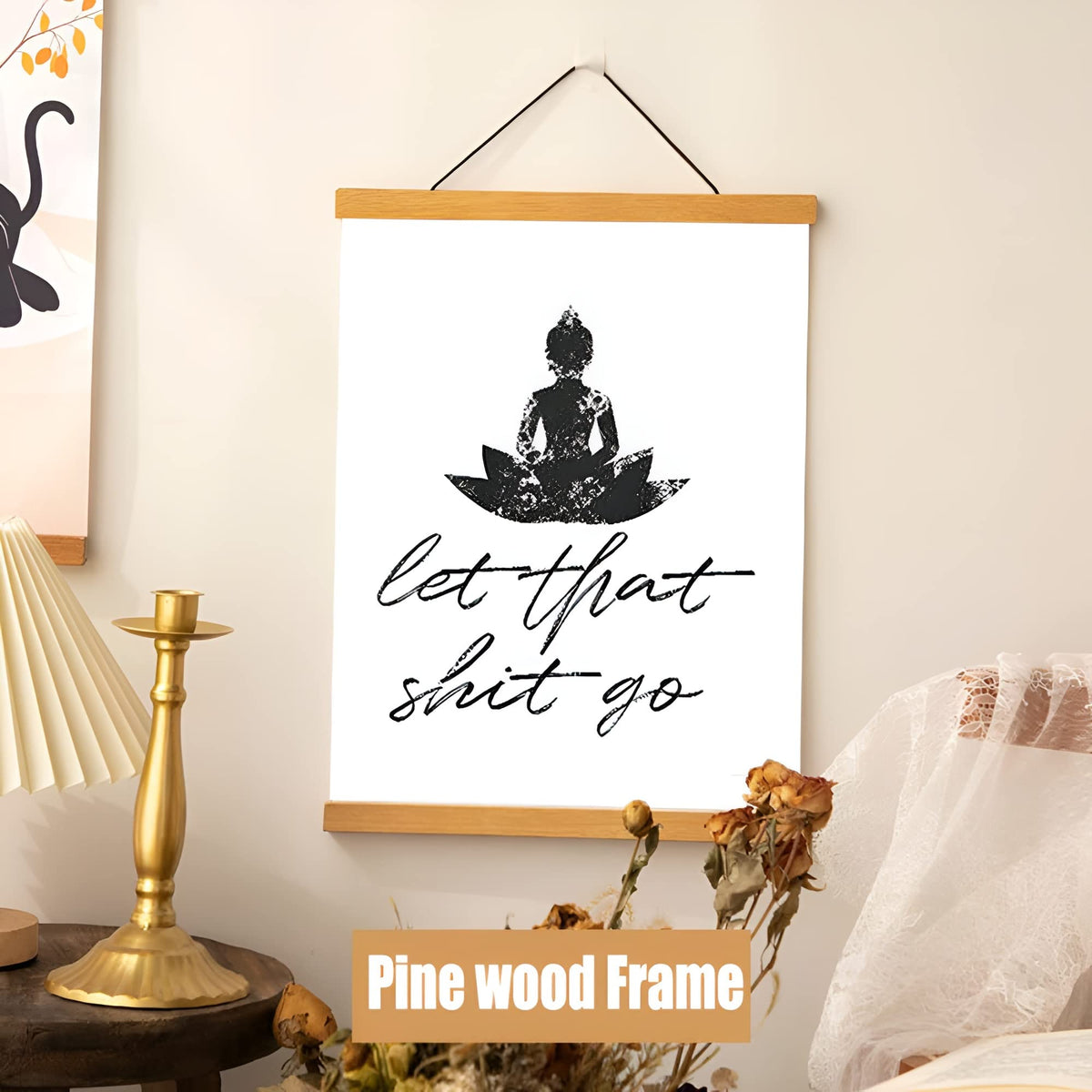 OMCCXO Funny Bathroom Sign Canvas Prints and Magnetic Poster Frame Hanger Poster,Let That Shit Go - Quote Bathroom Wall Art for Bathroom Decor 16x20inch(With Frame)