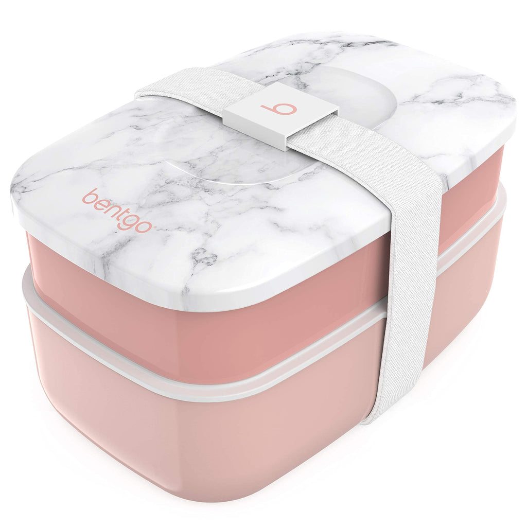 Lunch Goals Handy Bentgo Classic Stackable 3-Compartment Bento Lunch Box, Blush Marble
