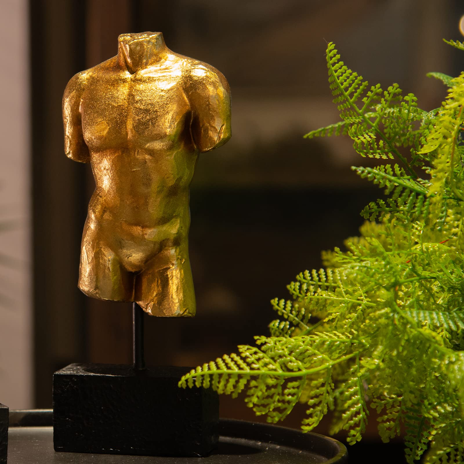 Guichifun Busto Masculino Estatua Escultura de Resina Dorada Decoración del Hogar