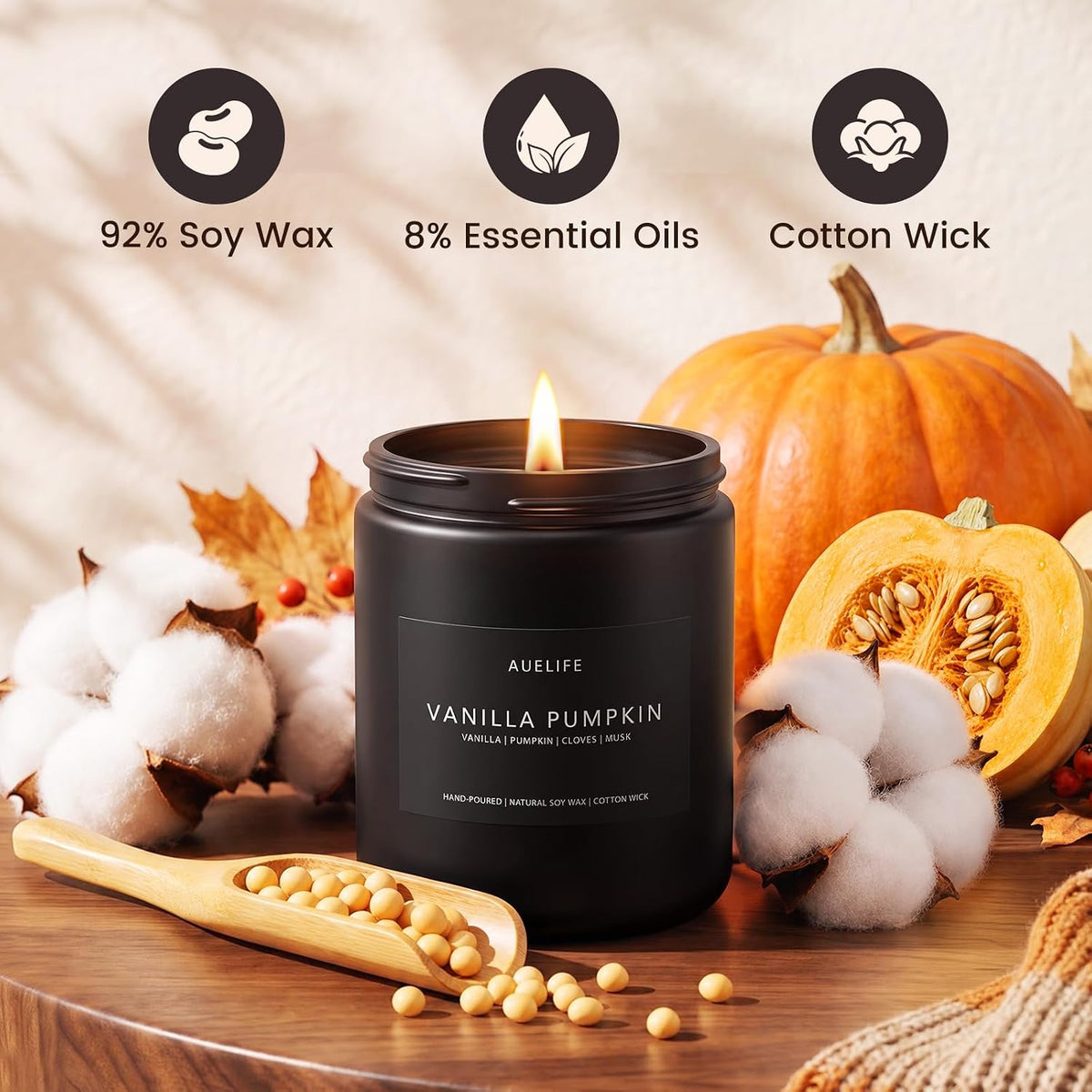 Vanilla-Pumpkin Glow – Auelife Fall Candle