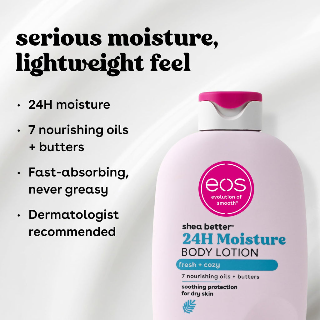 eos Fresh & Cozy Body Care Set - Body Lotion, Body Wash, Body Mist, Shave Oil, Hand Cream, 4-Piece Fragrance Layering Routine Bundle