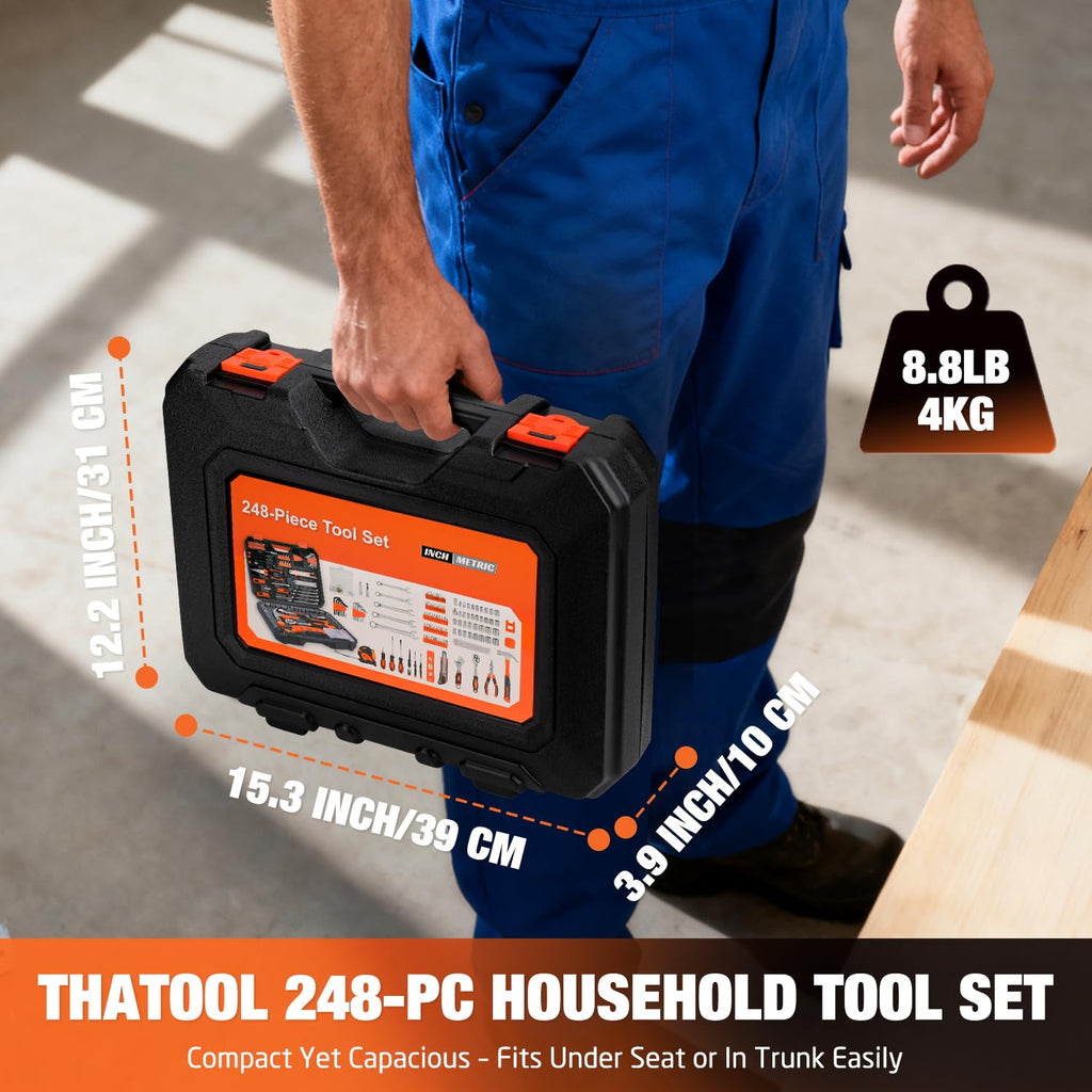 248-Piece Home Repair Hand Tool Set with Storage Case
