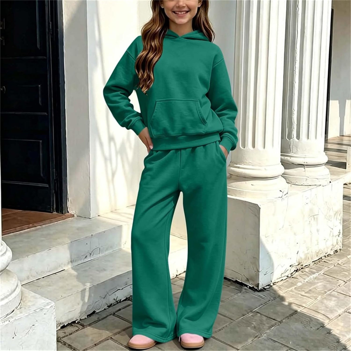 Loose & Chill – Girls' Hoodie & Wide-Leg Set