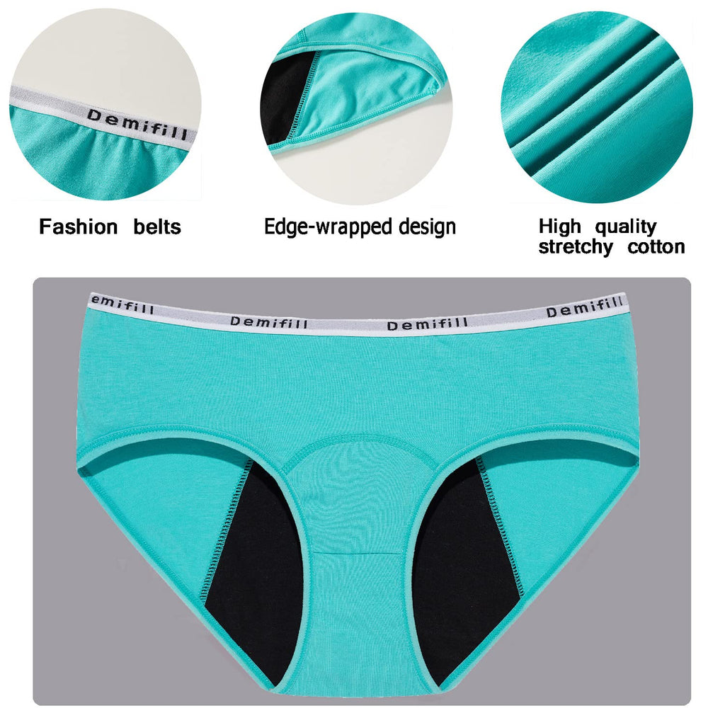 Demifill Bragas menstruales para adolescentes, ropa interior de inicio para la primera menstruación de niñas, calzoncillos suaves de 12 a 14 años