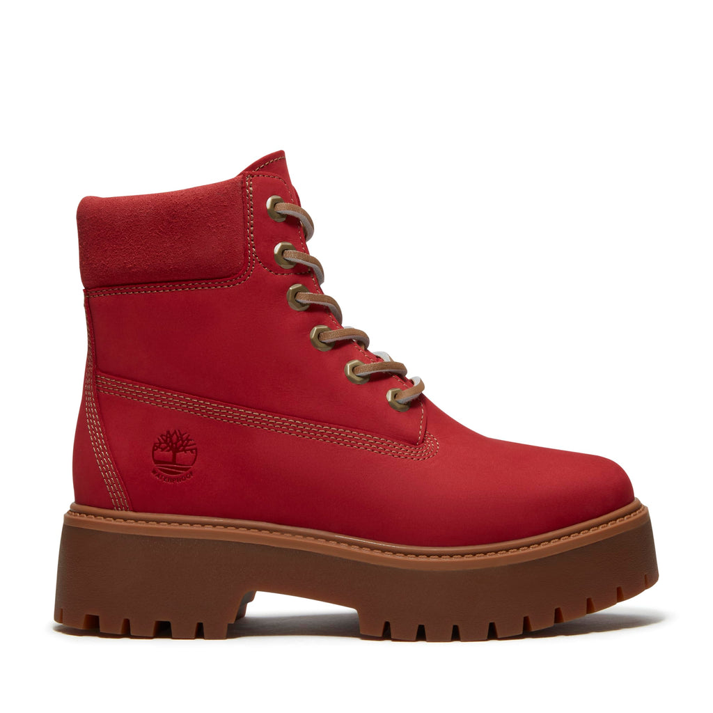 Timberland Women's Stone Street 6 Inch Waterproof Boot, Medium Red Nubuck, 8.5 M US