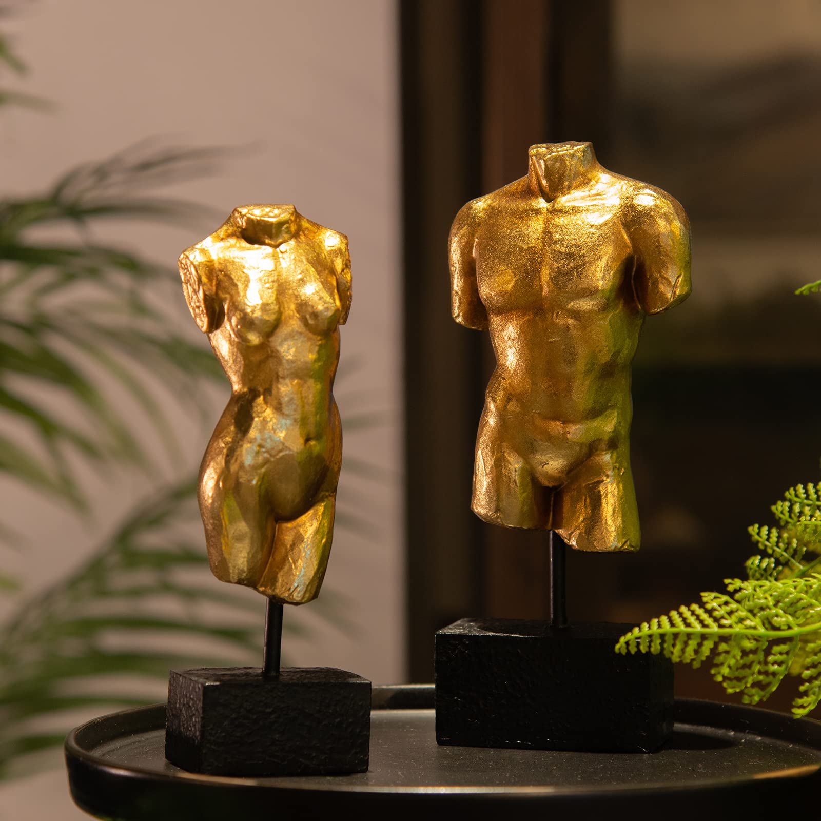 Guichifun Busto Masculino Estatua Escultura de Resina Dorada Decoración del Hogar