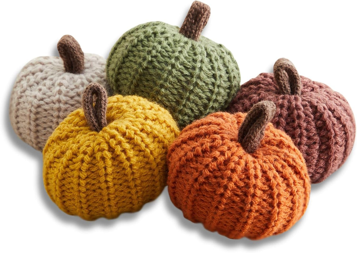Porch-Pretty Pumpkins – Mini Knit Pumpkin Set of 5