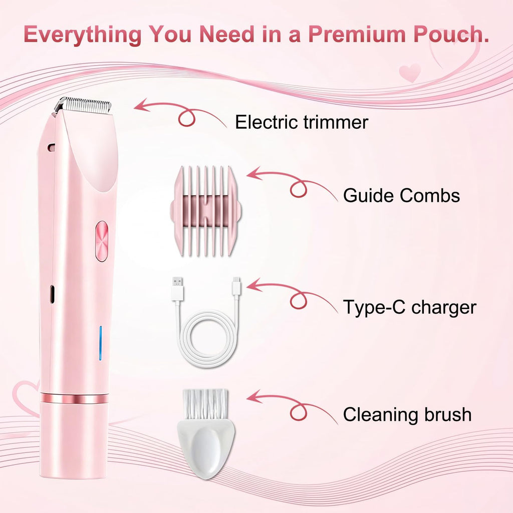 DEBARK 2 in 1 Bikini Trimmer for Women – Pink Electric Razor