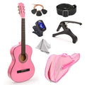 MasterPlay Kids Guitar, 30” Beginner Classical Wood Guitar For Learners, With starter kit, Bag, Strap, Tuner, Pick, Extra String, Cleaning cloth, Christmas, Birthday Gift for Girls Ages 5-12, Pink