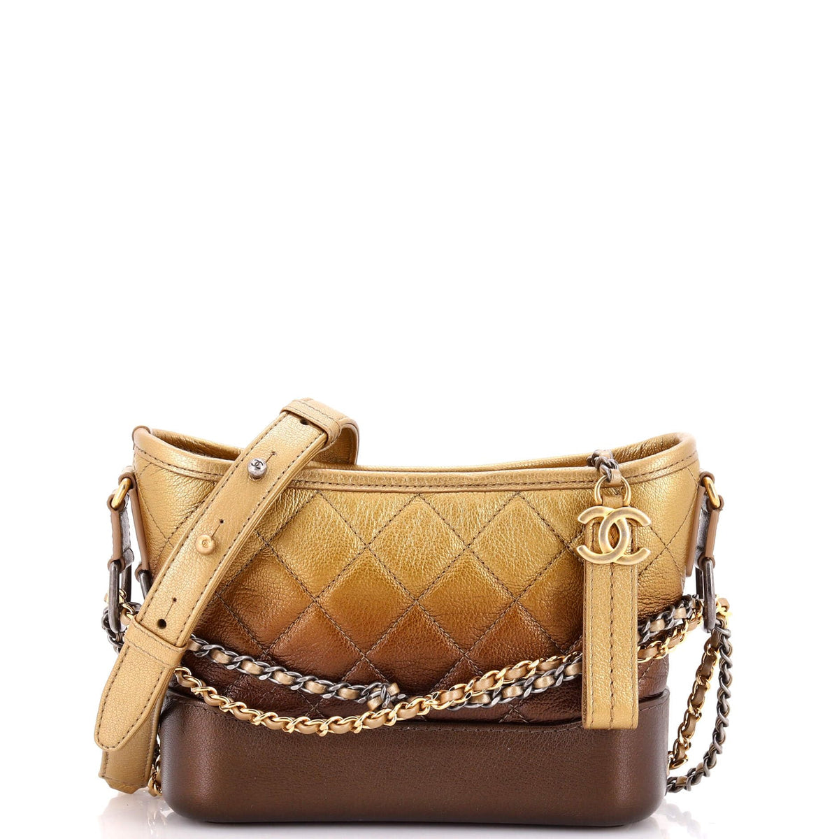 Golden Hour Glam Chanel Pre-Loved Gabrielle Hobo Small, Gold