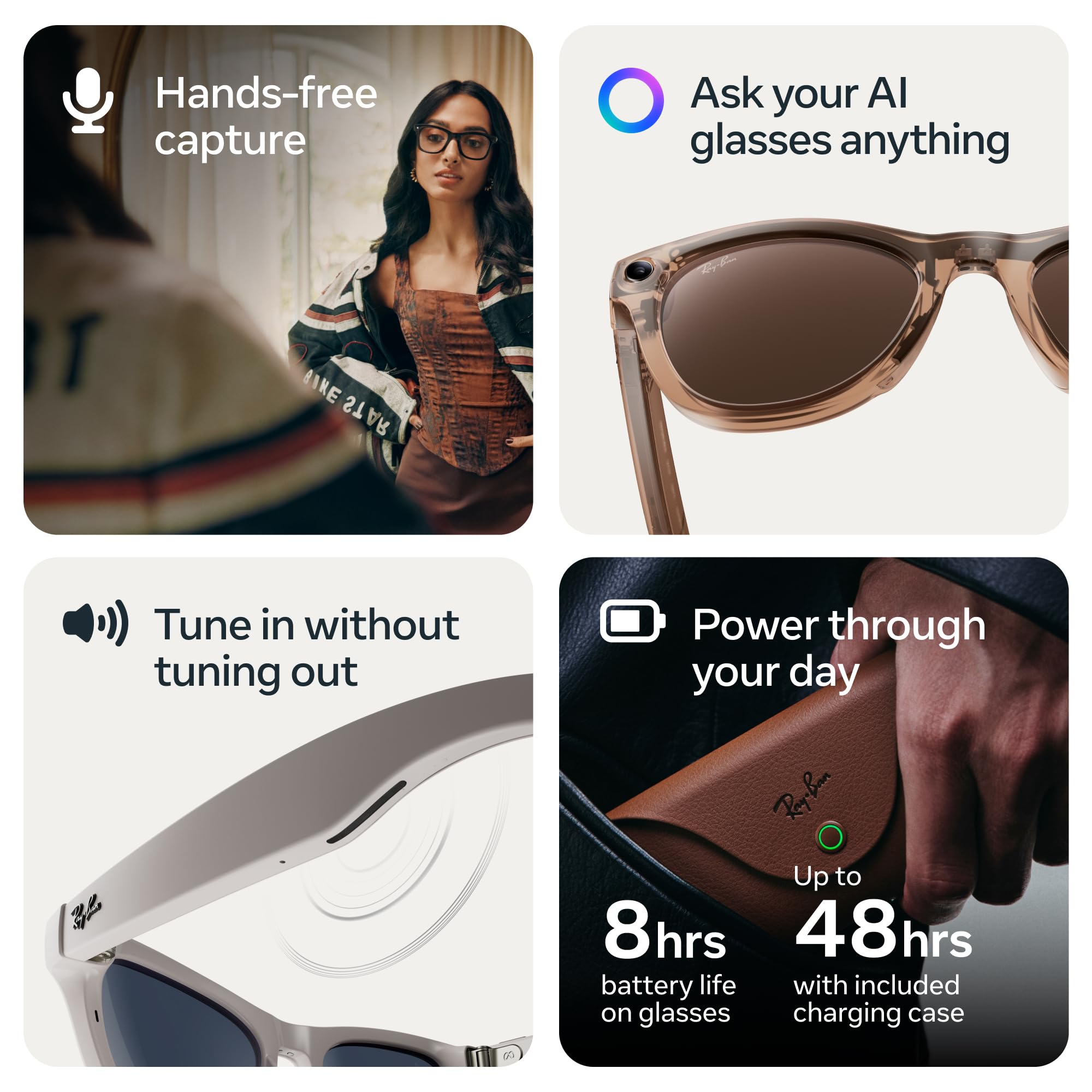 Meta Ray-Ban (Gen 2), Wayfarer, Matte Black | Smart AI Glasses for Men, Women — 2x Battery Life — 3K Ultra HD — 12 MP Ultra-Wide Camera, Audio, Video Recording — Clear Lenses — Wearable Technology