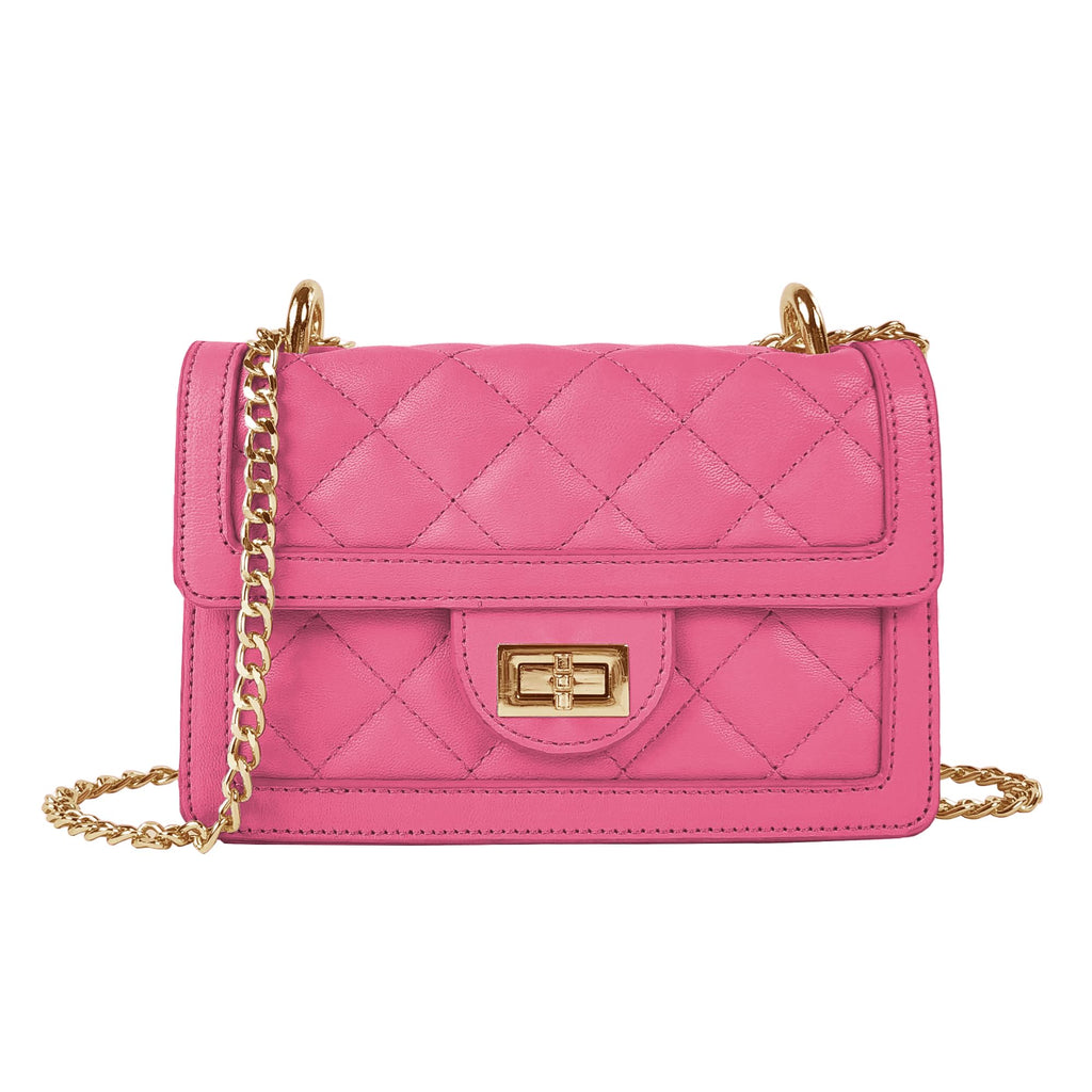SG SUGU Small Quilted Crossbody Bag, Trendy Designer Shoulder Bag, Phone Wallet Purse for Women (Fuschia)