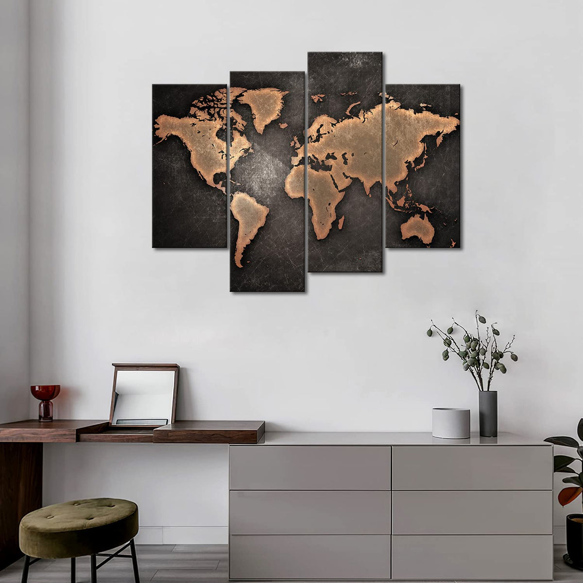 General World Map Black Background Wall Art Painting Pictures Print On Canvas Art The Picture For Home Modern Decoration