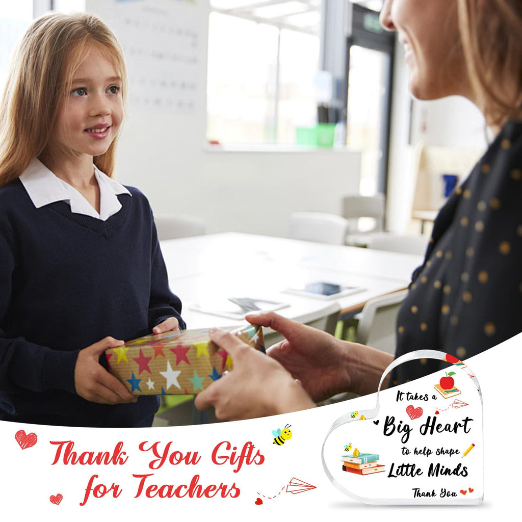 iLifemate Teacher Appreciation Gifts, End Of Year Teacher Gifts - Acrylic Heart Shape Teachers Plaque 4×4 in, Teacher Retirement Gifts for Women Men, End of Year Thank You Teacher Keepsake