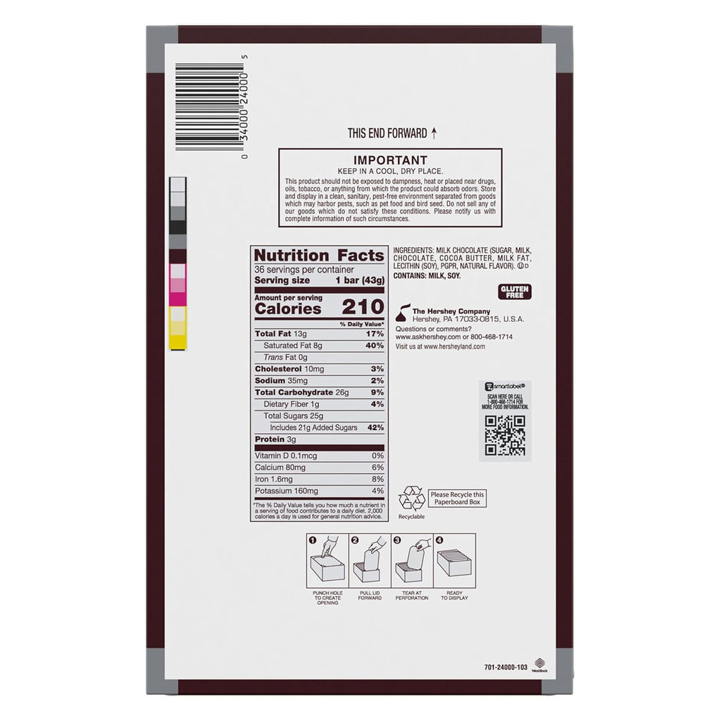 Pure-Bar Bundle – Hershey's Milk Chocolate 36 Bars