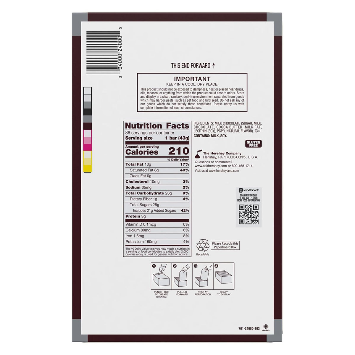 Pure-Bar Bundle – Hershey's Milk Chocolate 36 Bars