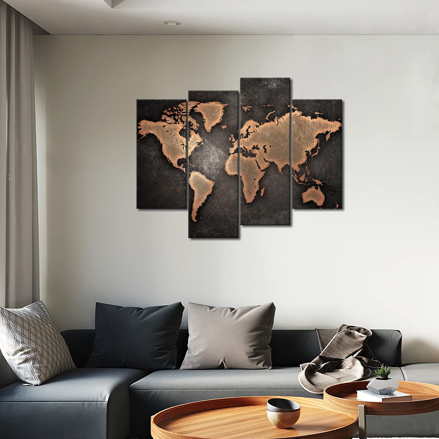 General World Map Black Background Wall Art Painting Pictures Print On Canvas Art The Picture For Home Modern Decoration