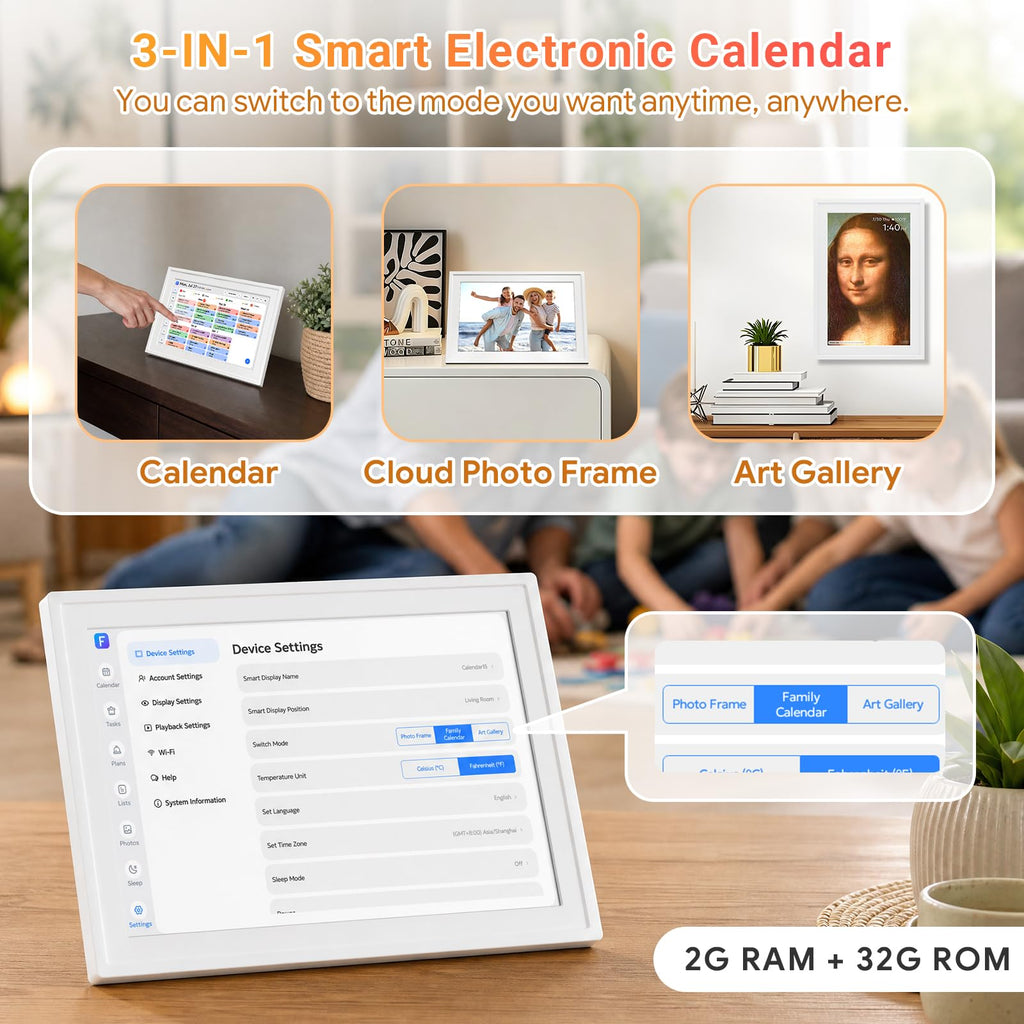 Smart Digital Calendar No Subscription 10.1" Touch Screen
