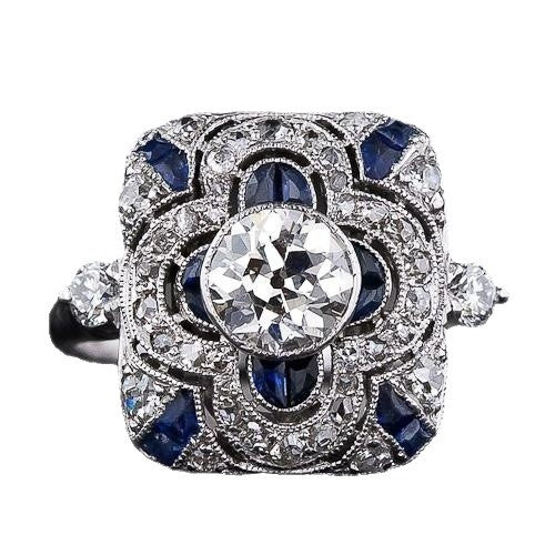 Sanjie Sapphire Ring Women's European And American Boutique Jewelry Engagement Ring Platinum Electroplating High-End Jewelry Holiday Gift