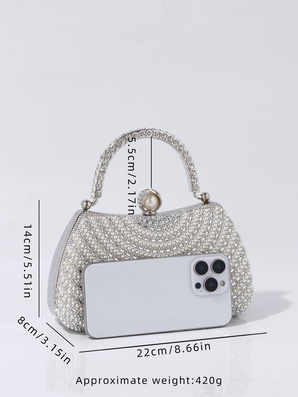 Evening Banquet Clutch With Pearl And Diamond Embellishments