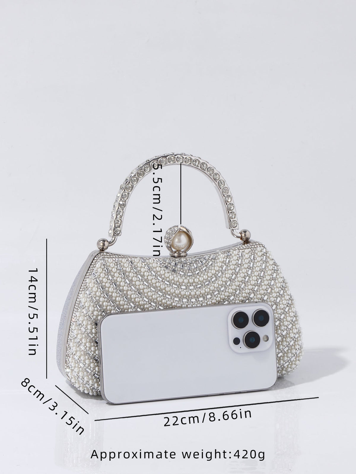 Evening Banquet Clutch With Pearl And Diamond Embellishments