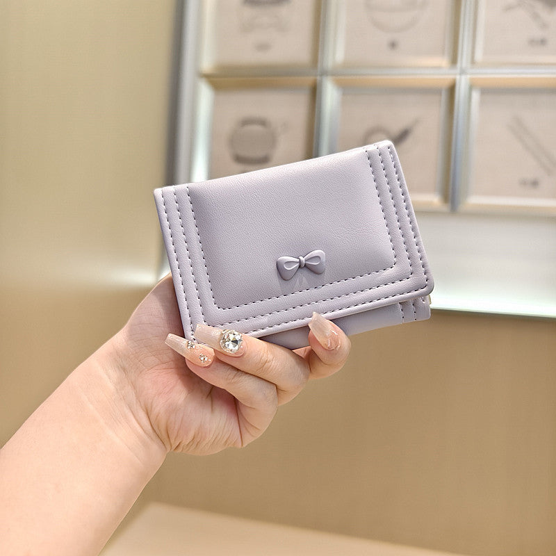 Solid-color Korean-style Cute Bowknot Wallet