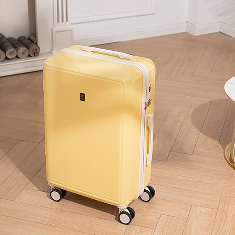 2026 New Luggage Trolley Case Student 20 Inch Lightweight Boarding Large Capacity Password Travel Leather Box Male - DY5209 Lemon Yellow