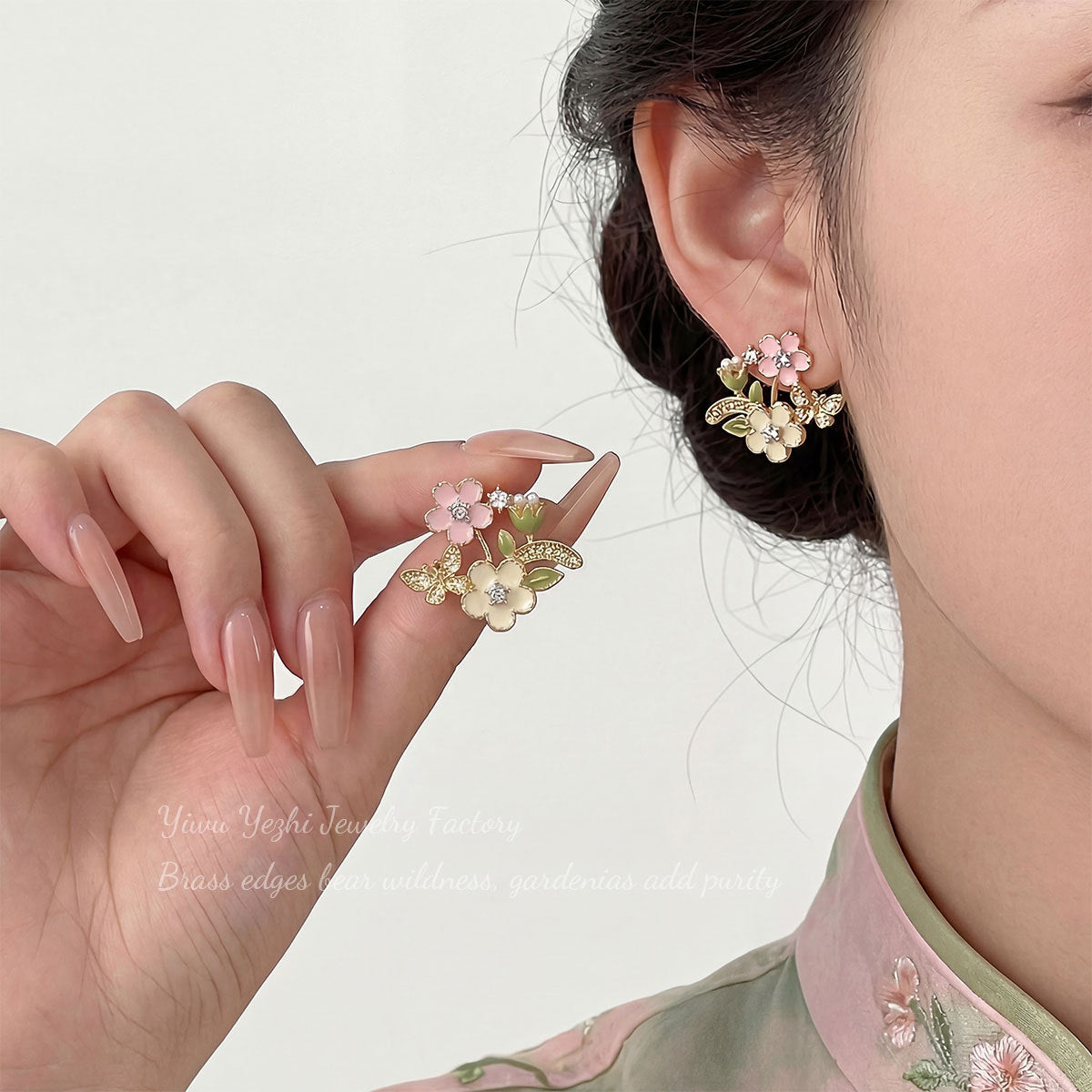 Springtime  Cherry Blossom Series Earrings For Women, Silver Needle, Sweet Floral Style, Niche High-End Earrings Wholesale