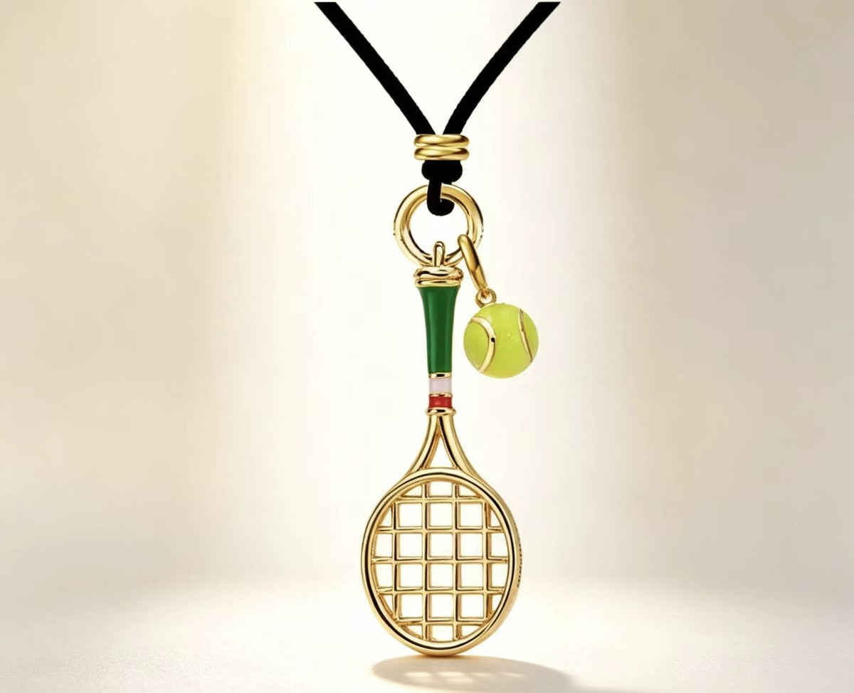 Tennis Rackets Necklace Enamel Craft Retro Easy Matching