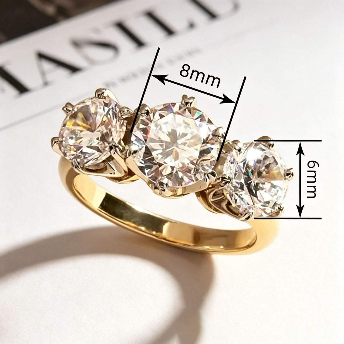 Yanbai Cross-Border Light Luxury Six-Prong Inlaid Jewelry For Women, Two-Tone Vintage Round Zirconia Diamond Ring, High-End Minimalist Design