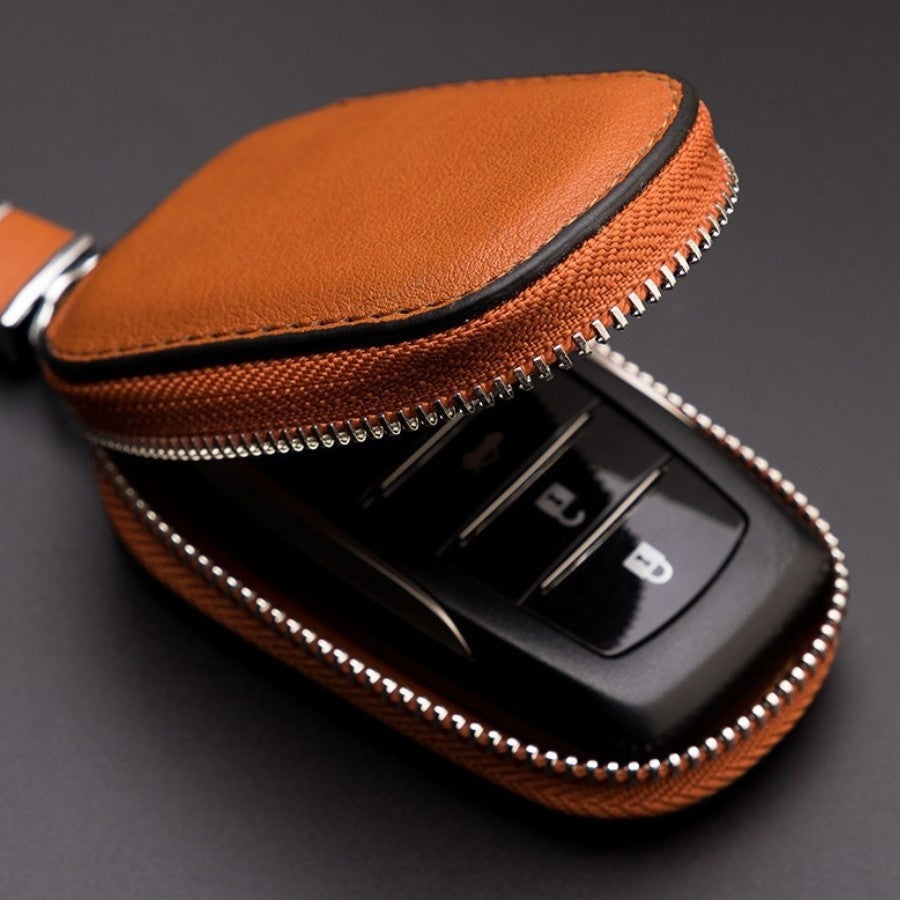 Solid-color Minimalist Leather Universal Car Key Case