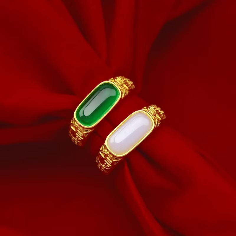 Vietnamese Gold-Plated Rings With Pigeon Egg-Shaped Designs, Fortune And Prosperity Symbols, And Coin Inlays, Floral Designs, Factory Direct Supply, One-Piece Dropshipping