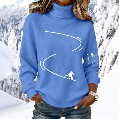 Women's Ski Lift Print Knit Sweater