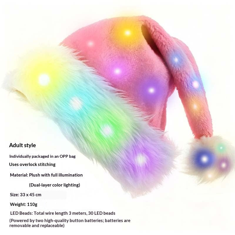 Christmas Party Plush Glowing Christmas Hat For The Elderly