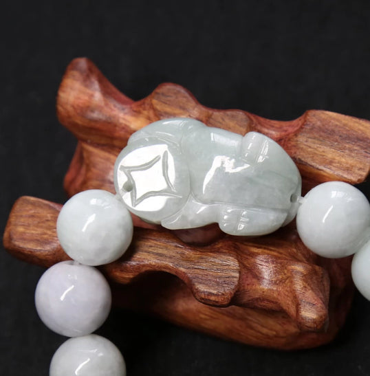 Jadeite Pixiu Bracelet With Handwoven Cord
