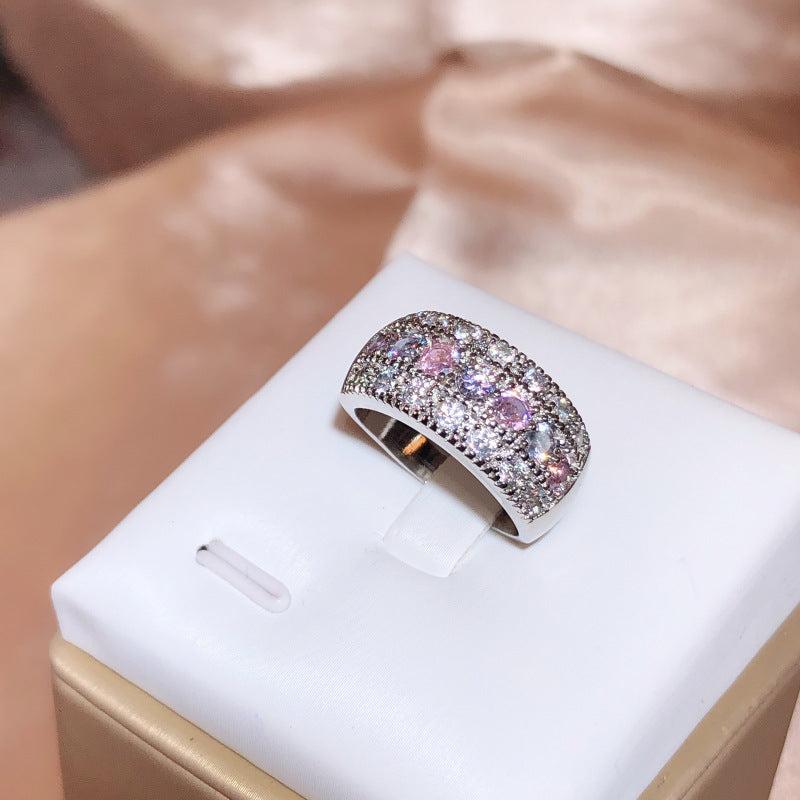Bohemian Womens Ring With Fiery Zircon And Colored Diamonds