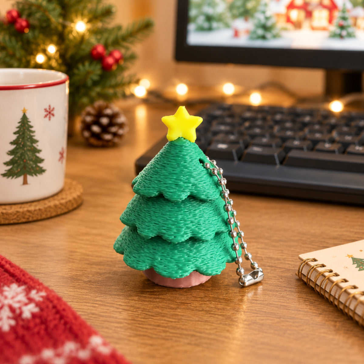 Christmas Desktop Decoration Christmas Tree Stress-relief Clicker Stress-relief Keychain