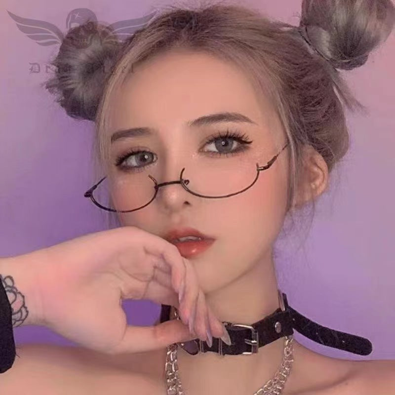Pure Desire Style Half-rim Glasses Lens-free Decorative Frame
